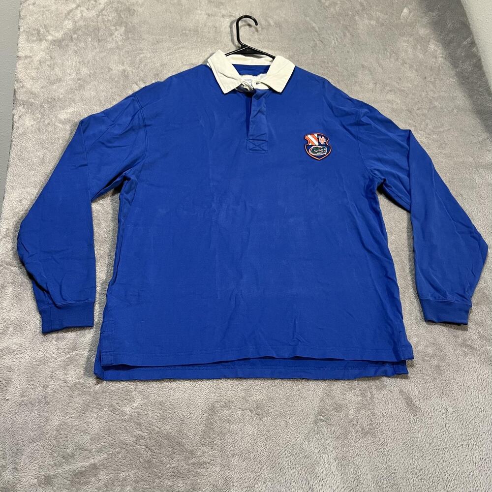 Florida Gators Shirt Mens Large Blue College Football Rugby Long Sleeve UF Knit